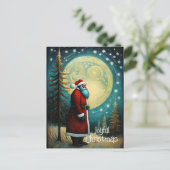 Vrolijke Kerstman Kerstman Volle Maan Boom Feestdagenkaart (Staand voorkant)