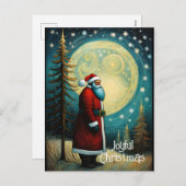 Vrolijke Kerstman Kerstman Volle Maan Boom Feestdagenkaart (Voorkant / Achterkant)