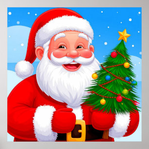Vrolijke Kerstman Kerstvakantie Muurdecoratie Poster