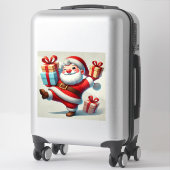 Vrolijke Kerstman met cadeaudozen Sticker (Koffer)