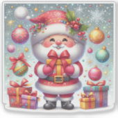 Vrolijke Kerstman met feestelijke cadeaus Sticker (Voorkant)