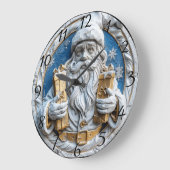 Vrolijke kerstman met kerstcadeaus grote klok (Hoek)