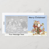 Vrolijke Kerstman met Kinder sneeuwlantaarn Feestdagenkaart (Voorkant / Achterkant)