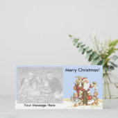 Vrolijke Kerstman met Kinder sneeuwlantaarn Feestdagenkaart (Staand voorkant)