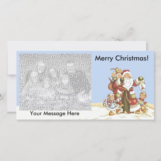 Vrolijke Kerstman met Kinder sneeuwlantaarn Feestdagenkaart (Voorkant)