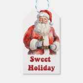 Vrolijke Kerstman met vrolijke vakantie labels Cadeaulabel (Voorkant)