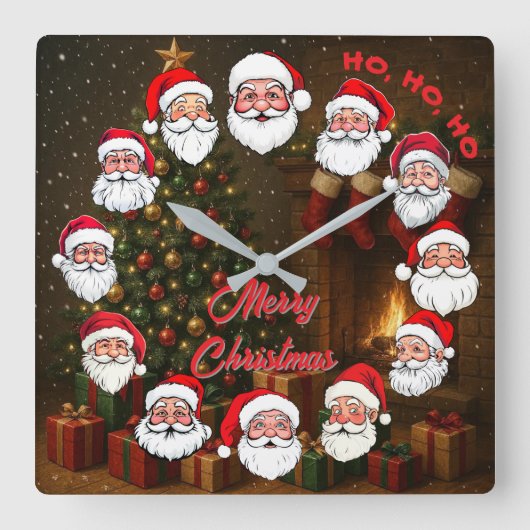 Vrolijke Kerstman Muur Klok (Voorkant)