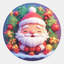 Vrolijke Kerstman Omgeven Door Feestelijke Kerstmi Ronde Sticker