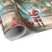 Vrolijke Kerstman op Tropical Island Cadeaupapier (Rol Hoek)