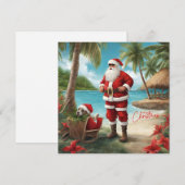 Vrolijke Kerstman op Tropical Island Feestdagenkaart (Voorkant / Achterkant)