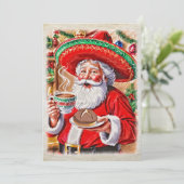 Vrolijke Kerstman & Pan Dulce Kleurrijke Mexicaans Feestdagenkaart (Staand voorkant)