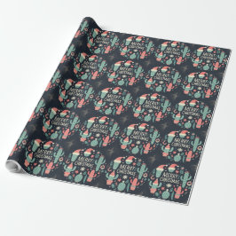 Vrolijke Kerstman potted cactus Cadeaupapier
