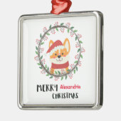 Vrolijke Kerstman Puppy Personaliseren Metalen Ornament (Links)