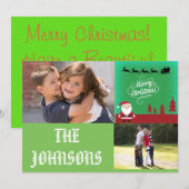 Vrolijke Kerstman Reinders Rode Sneeuwman Bomen Feestdagenkaart (Voorkant / Achterkant)