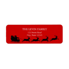 Vrolijke Kerstman Riding Sleigh Kerstmis Etiket