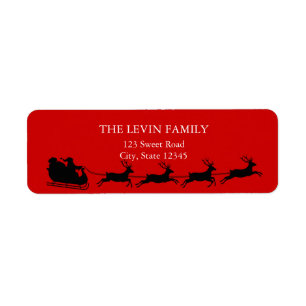 Vrolijke Kerstman Riding Sleigh Kerstmis Etiket
