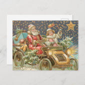 Vrolijke Kerstman Rijdende Vintage Auto Briefkaart (Voorkant / Achterkant)