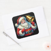 Vrolijke Kerstman Rinkelt Een Kerstbel BK Vierkante Sticker (Envelop)