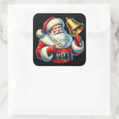Vrolijke Kerstman Rinkelt Een Kerstbel BK Vierkante Sticker (Tas)