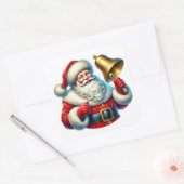 Vrolijke Kerstman Rinkelt Een Kerstbel Vierkante Sticker (Envelop)