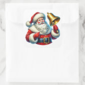 Vrolijke Kerstman Rinkelt Een Kerstbel Vierkante Sticker (Tas)