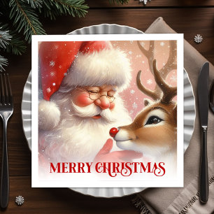 Vrolijke Kerstman Rudolph Festieve Tafelservetten Servet