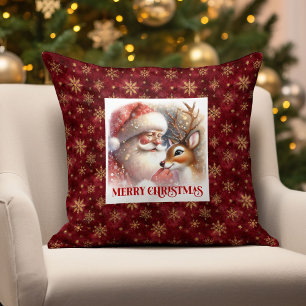 Vrolijke Kerstman Rudolph Kerstkussen Holiday Smil Kussen