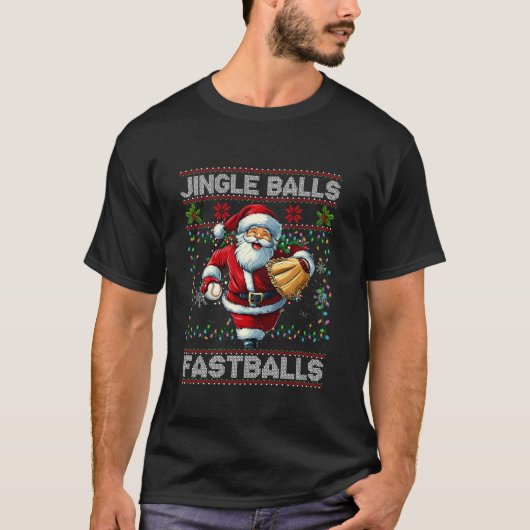 Vrolijke Kerstman speelt honkbal voor ballplay T-shirt (Voorkant)