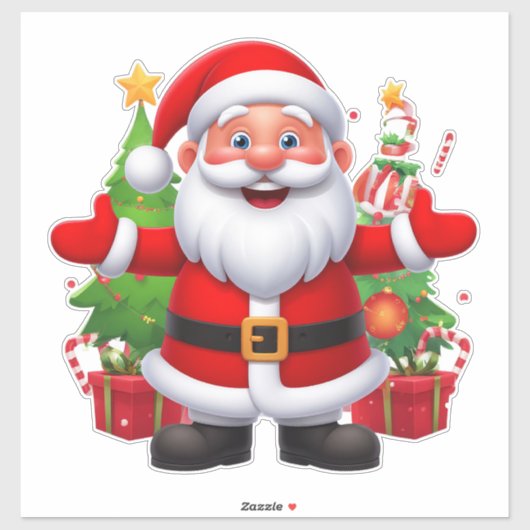 Vrolijke Kerstman Sticker (Vel)