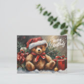 Vrolijke Kerstman Teddy Bear Feestdagenkaart (Staand voorkant)