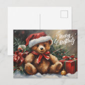 Vrolijke Kerstman Teddy Bear Feestdagenkaart (Voorkant / Achterkant)