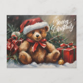 Vrolijke Kerstman Teddy Bear Feestdagenkaart (Voorkant)