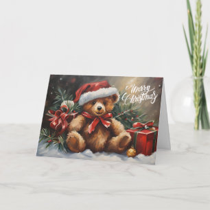 Vrolijke Kerstman Teddy Bear Kaart