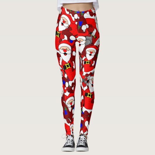 Vrolijke Kerstman Vakantie Leggings (Voorkant)