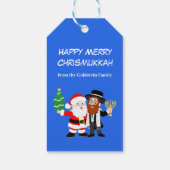 Vrolijke Kerstman van Chrismukkah ontmoet de Rabbi Cadeaulabel (Achterkant)