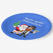 Vrolijke Kerstman van Chrismukkah ontmoet de Rabbi Papieren Bordje (Gekanteld)
