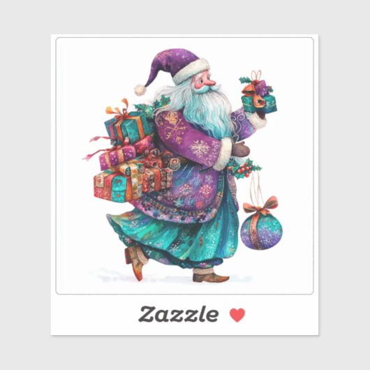 Vrolijke kerstman verspreidt vakantie juichen sticker (Vel)