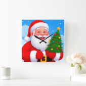 Vrolijke Kerstman Vierkante Klok (Huis)