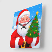 Vrolijke Kerstman Vierkante Klok (Hoek)