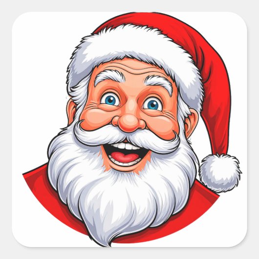 Vrolijke Kerstman Vierkante Sticker (Voorkant)