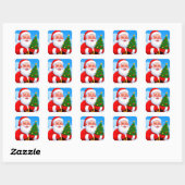 Vrolijke Kerstman Vierkante Sticker (Vel)