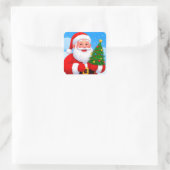 Vrolijke Kerstman Vierkante Sticker (Tas)