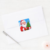 Vrolijke Kerstman Vierkante Sticker (Envelop)