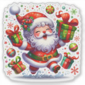 Vrolijke kerstman viert kerst sticker (Voorkant)