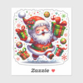 Vrolijke kerstman viert kerst sticker (Vel)