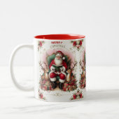 Vrolijke Kerstman Voorlezen aan Reinders Tweekleurige Koffiemok (Links)