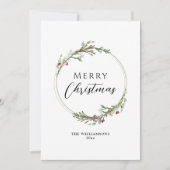 Vrolijke kerstminimalistische krans feestdagenkaart (Voorkant)