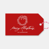 Vrolijke kerstminimalistische krans gepersonalisee cadeaulabel (Voorkant (Horizontaal))