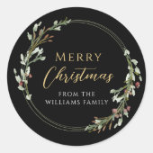 Vrolijke kerstminimalistische krans ronde sticker (Voorkant)