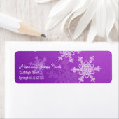 Vrolijke kerstminimalistische Paarse sneeuwvlokken Etiket